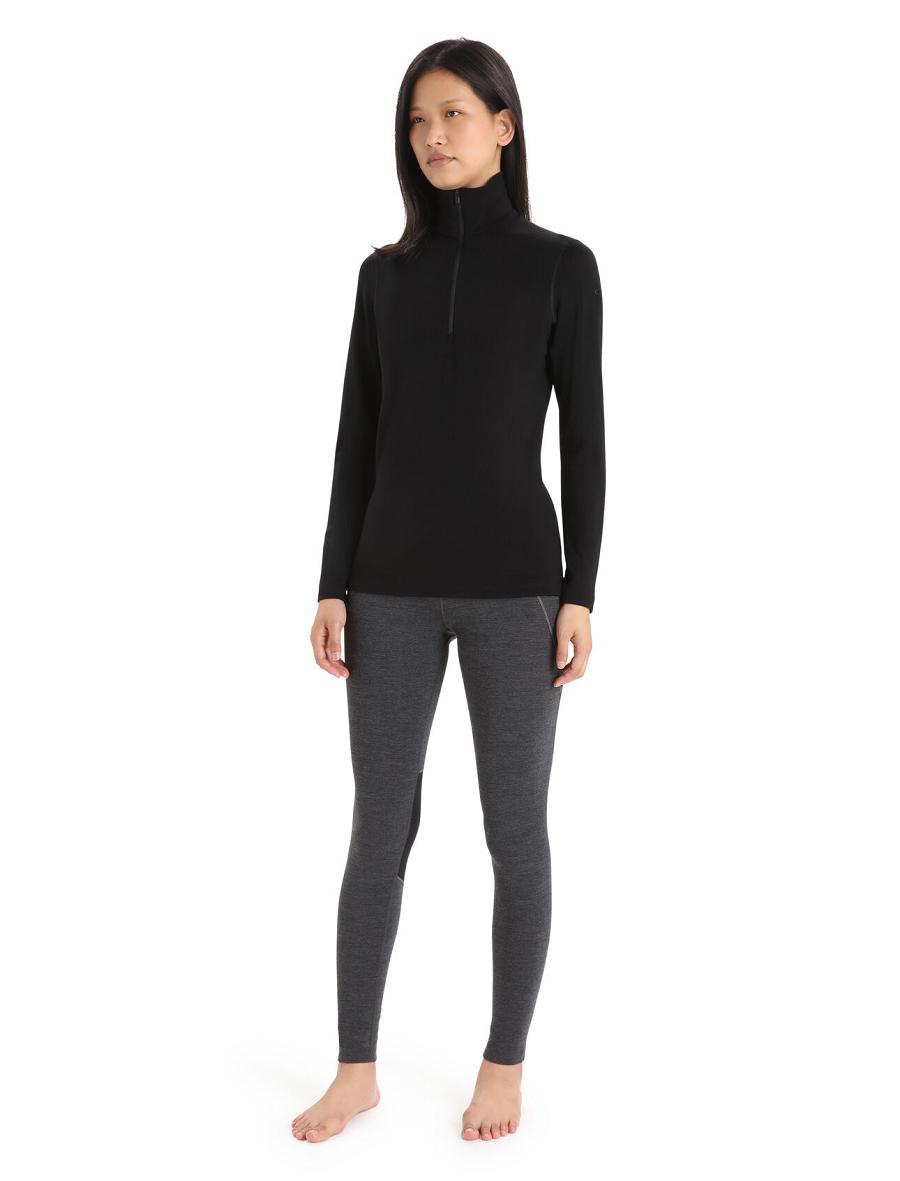 Icebreaker Merino 260 Tech Long Sleeve Half Zip Thermal Top Naisten Base Layers Mustat | FI 1915FDNM